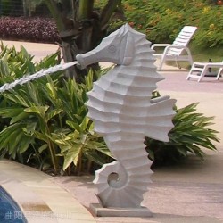 景区大理石海马雕塑喷水海马石雕海洋生物小品摆件